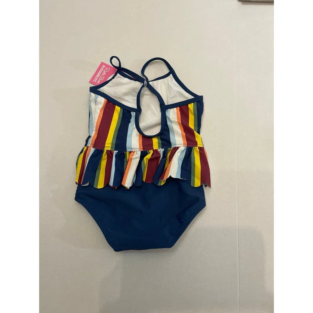 RuffleButts Sunset Stripe Scallop Peplum One Piece Size 18-24M New With Tag